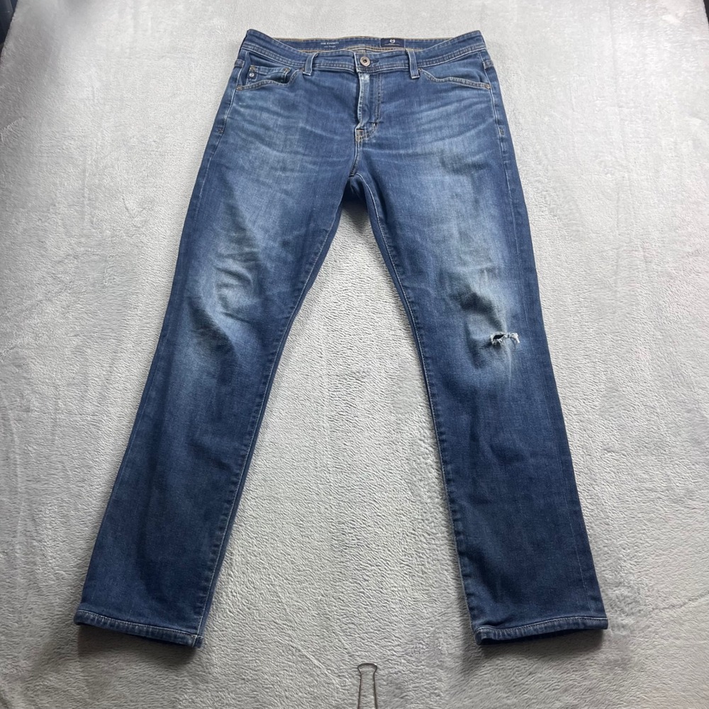 AG Adriano Goldschmied The Everett Slim Straight Jeans Men 32x32 Blue Distressed